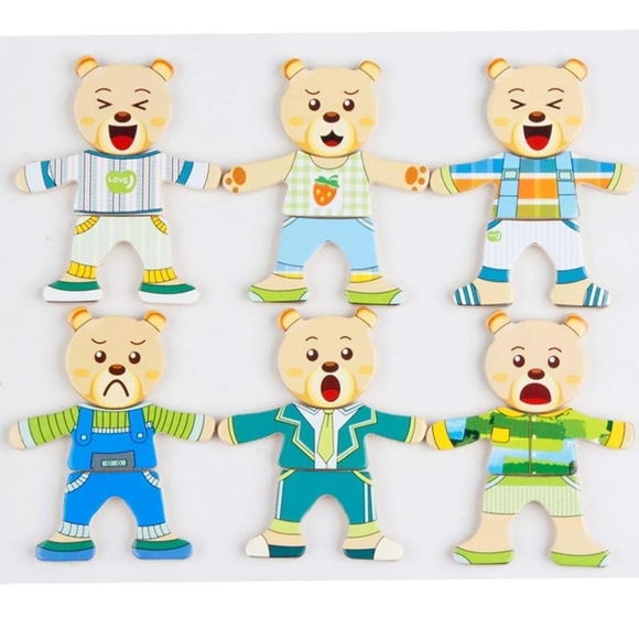 Kids Baby Colorful Wooden Cartoon Bear Dress Changing Clothes Puzz - Picture 3 of 7